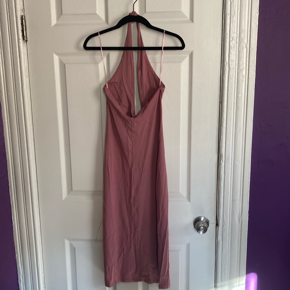 SKIMS smooth‎ lounge mid halter dress in redwood NWT - Picture 3 of 7